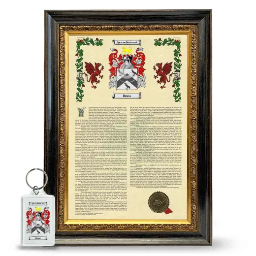 Reass Framed Armorial History and Keychain - Heirloom