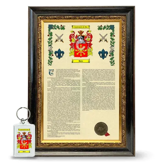Rees Framed Armorial History and Keychain - Heirloom