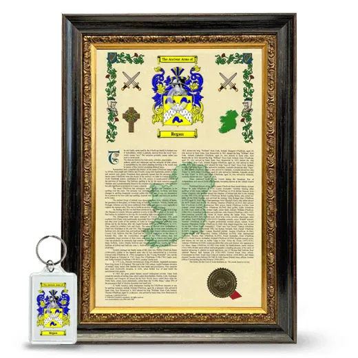 Regan Framed Armorial History and Keychain - Heirloom
