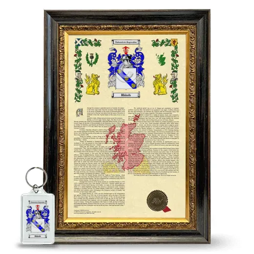 Rhinds Framed Armorial History and Keychain - Heirloom