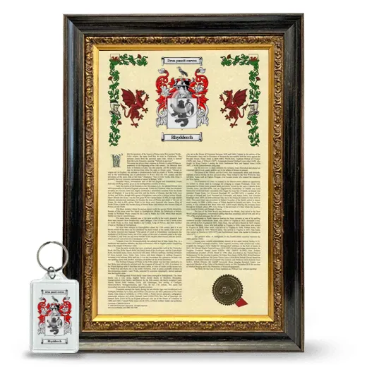 Rhydderch Framed Armorial History and Keychain - Heirloom