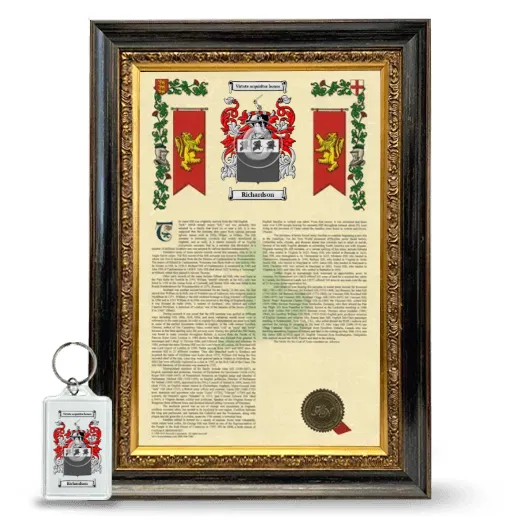 Richardson Framed Armorial History and Keychain - Heirloom
