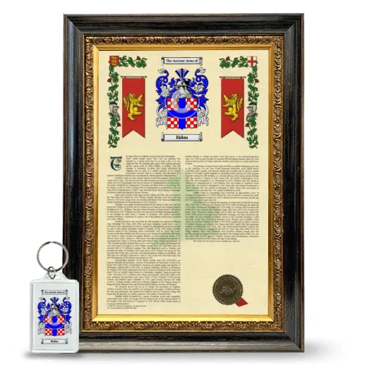 Ridon Framed Armorial History and Keychain - Heirloom