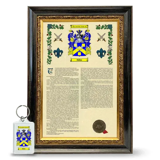 Ridon Framed Armorial History and Keychain - Heirloom