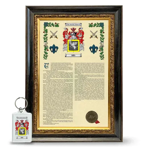 Riffe Framed Armorial History and Keychain - Heirloom
