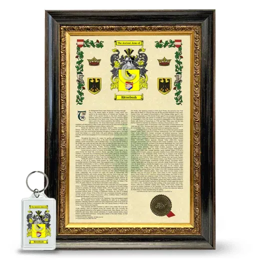Ritterbush Framed Armorial History and Keychain - Heirloom