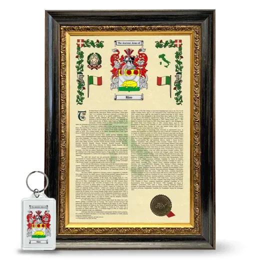 Rizo Framed Armorial History and Keychain - Heirloom