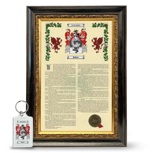Robert Framed Armorial History and Keychain - Heirloom