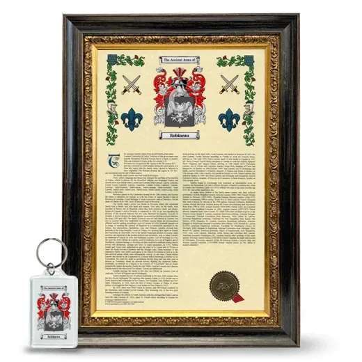 Robineau Framed Armorial History and Keychain - Heirloom