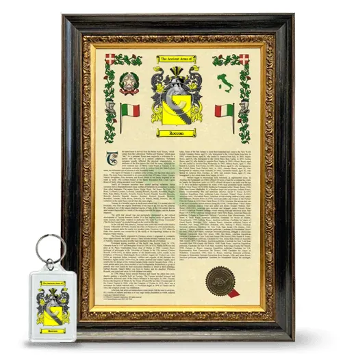 Roccon Framed Armorial History and Keychain - Heirloom