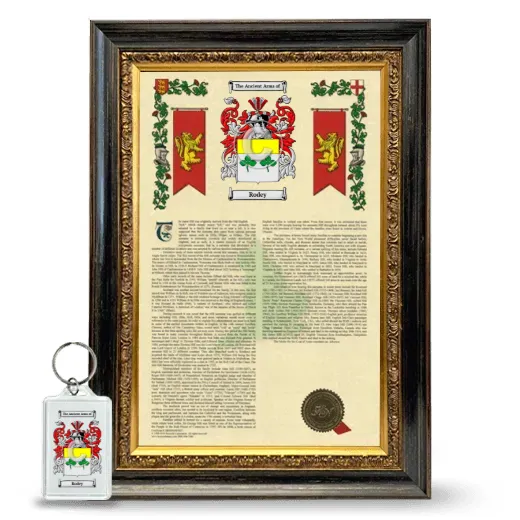 Rodey Framed Armorial History and Keychain - Heirloom