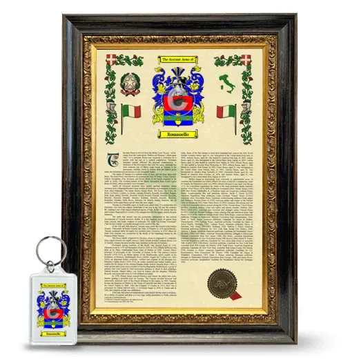 Romanello Framed Armorial History and Keychain - Heirloom