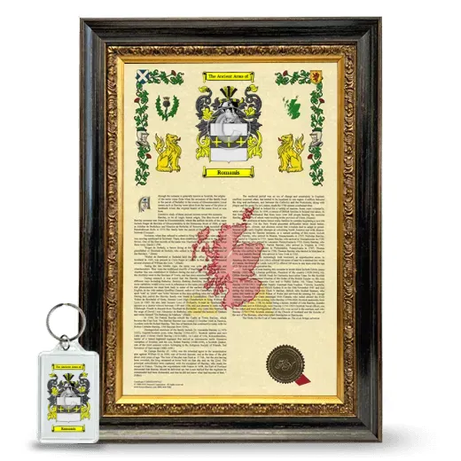 Romanis Framed Armorial History and Keychain - Heirloom
