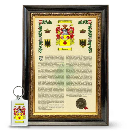 Roosen Framed Armorial History and Keychain - Heirloom