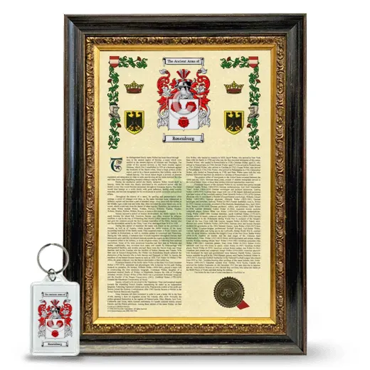Rosenburg Framed Armorial History and Keychain - Heirloom