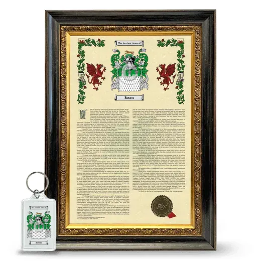 Rosser Framed Armorial History and Keychain - Heirloom