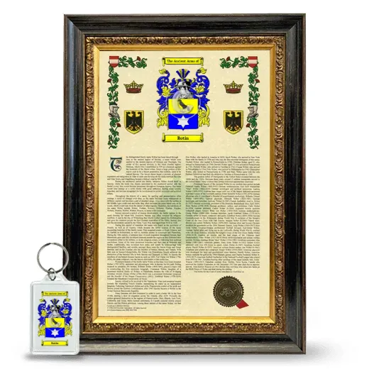 Rotin Framed Armorial History and Keychain - Heirloom