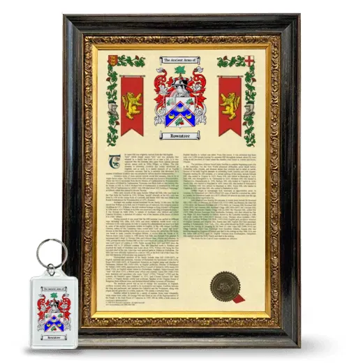 Rowntree Framed Armorial History and Keychain - Heirloom