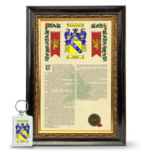 Rudall Framed Armorial History and Keychain - Heirloom
