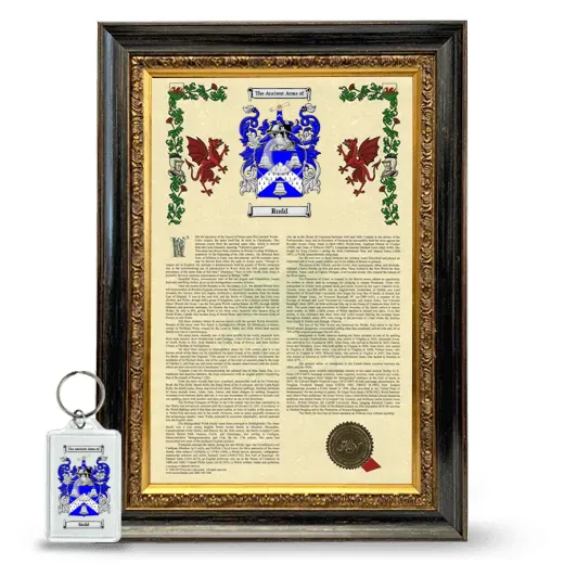 Rudd Framed Armorial History and Keychain - Heirloom