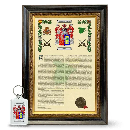Sabel Framed Armorial History and Keychain - Heirloom