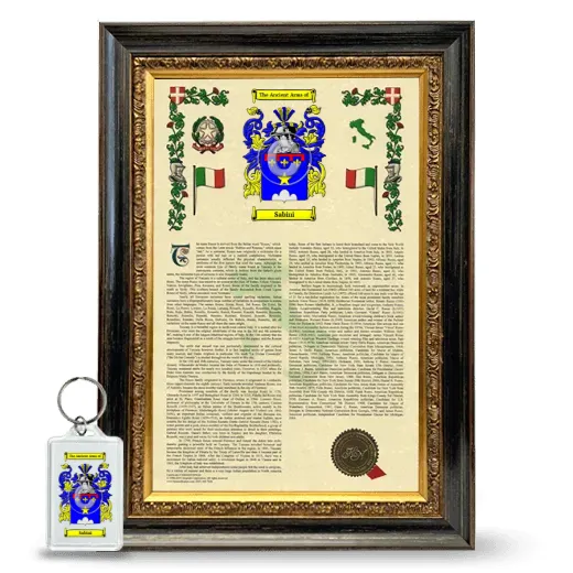 Sabini Framed Armorial History and Keychain - Heirloom