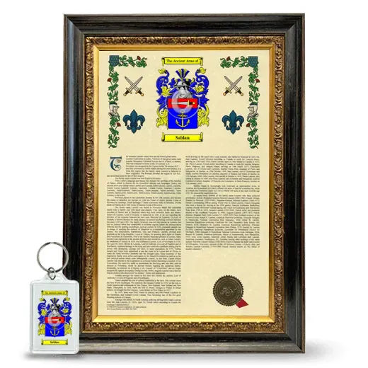 Sablan Framed Armorial History and Keychain - Heirloom