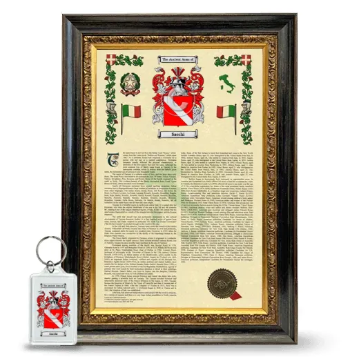 Sacchi Framed Armorial History and Keychain - Heirloom