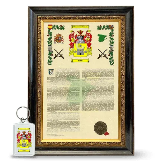 Salas Framed Armorial History and Keychain - Heirloom