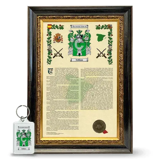 Saldana Framed Armorial History and Keychain - Heirloom