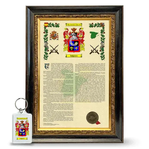 Salguero Framed Armorial History and Keychain - Heirloom