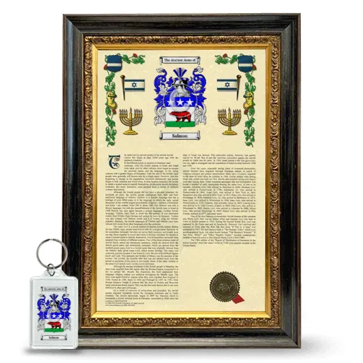 Salmon Framed Armorial History and Keychain - Heirloom
