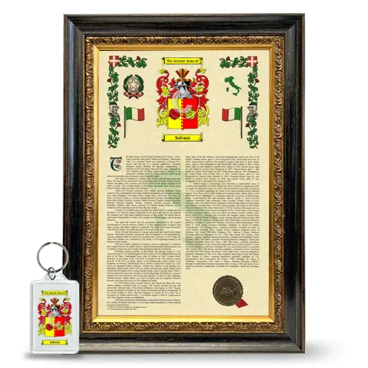 Salvani Framed Armorial History and Keychain - Heirloom