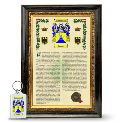Salzman Framed Armorial History and Keychain - Heirloom