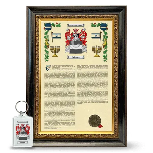 Salzman Framed Armorial History and Keychain - Heirloom