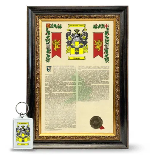 Samons Framed Armorial History and Keychain - Heirloom