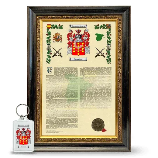 Sarmient Framed Armorial History and Keychain - Heirloom