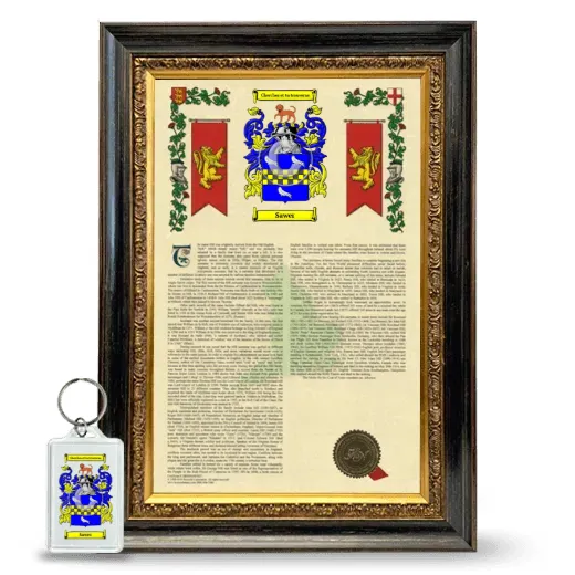 Sawer Framed Armorial History and Keychain - Heirloom