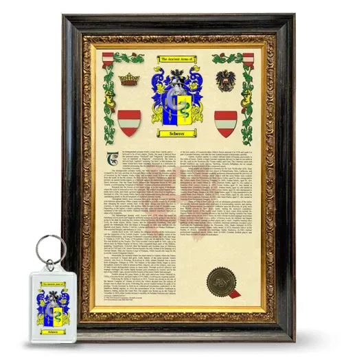 Scherer Framed Armorial History and Keychain - Heirloom
