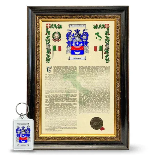 Schiavon Framed Armorial History and Keychain - Heirloom