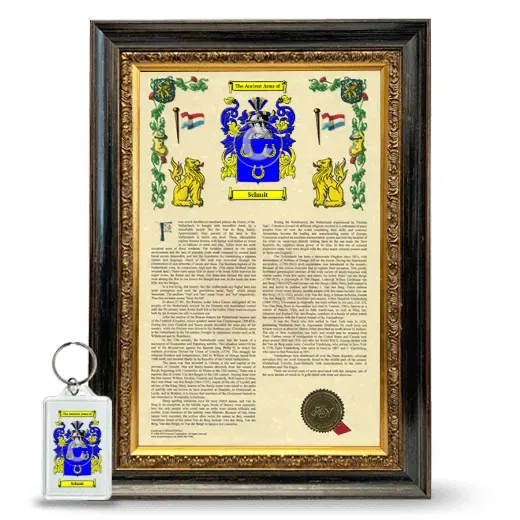 Schmit Framed Armorial History and Keychain - Heirloom