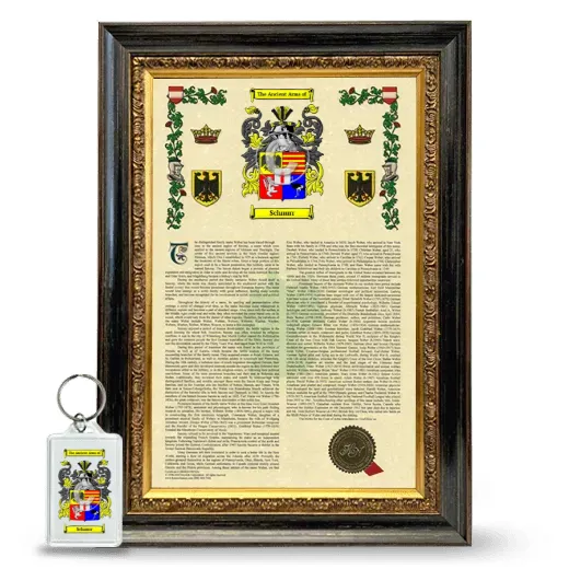 Schnurr Framed Armorial History and Keychain - Heirloom
