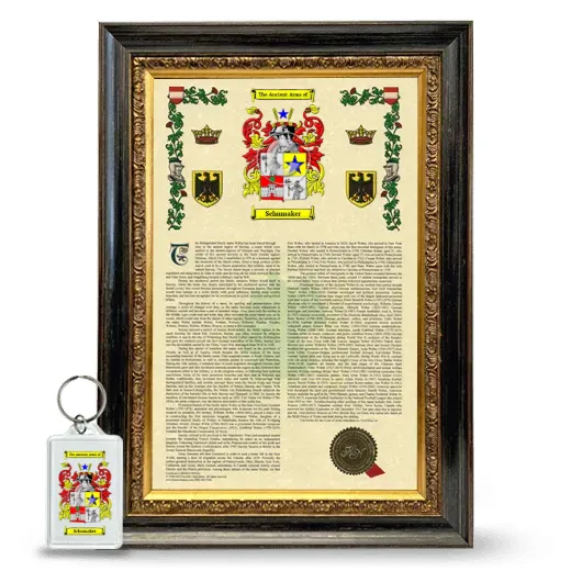 Schumaker Framed Armorial History and Keychain - Heirloom
