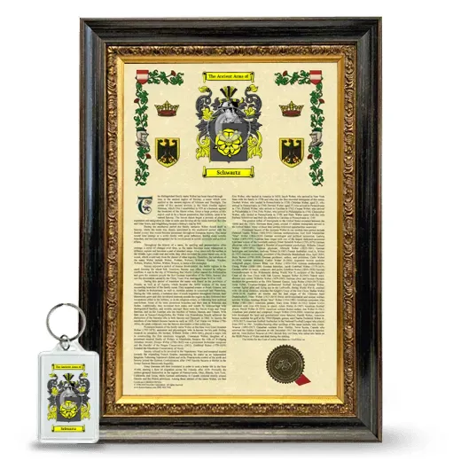 Schwartz Framed Armorial History and Keychain - Heirloom
