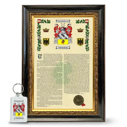 Schwarzkopf Framed Armorial History and Keychain - Heirloom