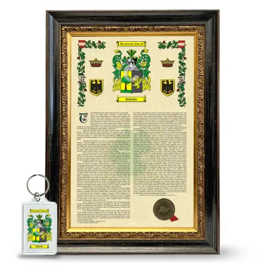 Schwier Framed Armorial History and Keychain - Heirloom