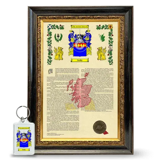 Scoby Framed Armorial History and Keychain - Heirloom