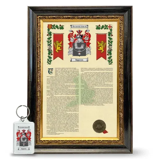 Segraves Framed Armorial History and Keychain - Heirloom