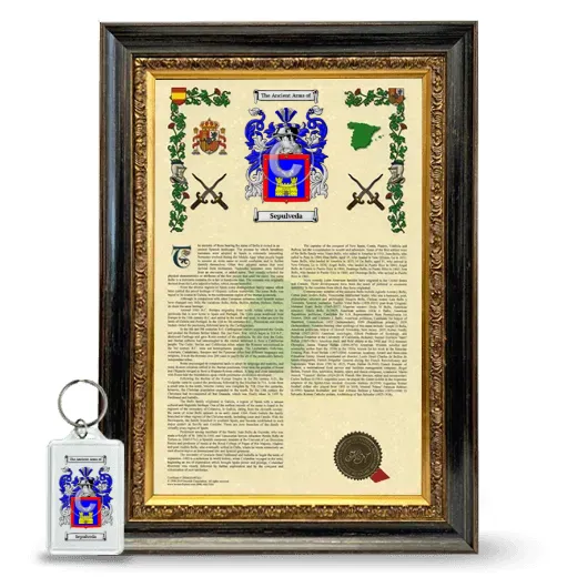 Sepulveda Framed Armorial History and Keychain - Heirloom