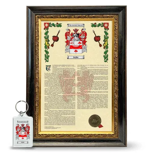 Seyler Framed Armorial History and Keychain - Heirloom